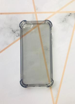 Ультратонкий прозрачный силиконовый чехол с утолщёнными углами для iphone 5s 5 чёрный1 фото