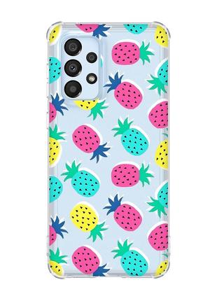Чохол з потовщеними кутами на samsung galaxy a33 5g :: різнокольорові ананаси (принт 346)