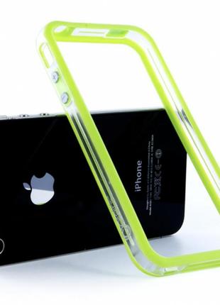 Бампер на iphone 4/4s зелёный с прозрачной серединой