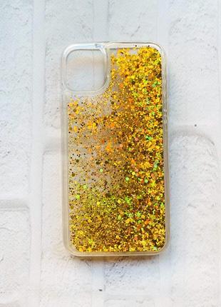 Чехол с плавающими блестками на iphone 11 золотой