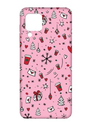 Матовый чехол с розовыми боками на samsung galaxy m32/a22/m22 4g :: праздничный фон (принт 182)