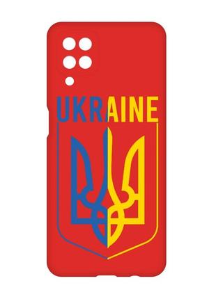 Матовый красный чехол на samsung galaxy a12 :: тризуб (патриотический принт 254)
