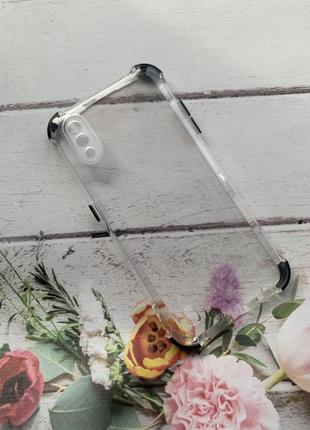 Прозорий силіконовий чохол з потовщеними кутами чорного кольору для samsung galaxy a01