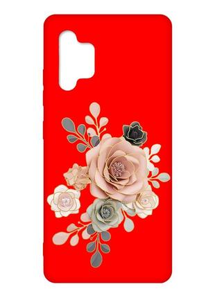 Матовый красный чехол на samsung galaxy a32 :: розы (принт 275)