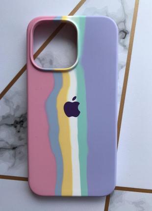 Силиконовый чехол apple silicone case для apple iphone 13 pro разноцветный розово-фиолетовый