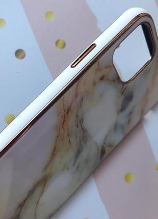 Мраморный чехол glass case со стеклянной задней панелью для iphone 11 pro (5,8) бежевый2 фото