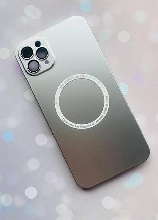 Ультратонкий чехол magsafe на iphone 11 pro max с дополнительной защитой камер :: серебряный