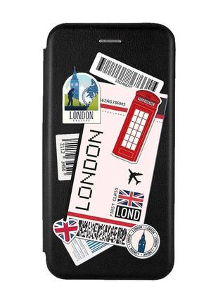 Чохол-книжка з малюнком для iphone 7, 8 чорний :: подорожі. лондон (принт 326)