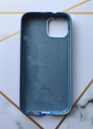 Силиконовый чехол apple silicone case для apple iphone 13 разноцветный синий полосатый2 фото