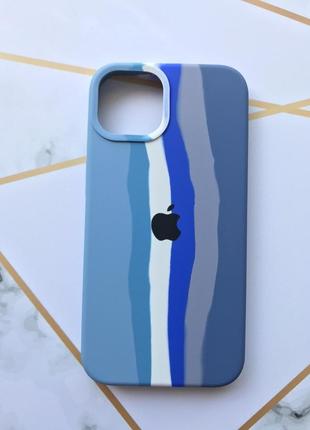 Силиконовый чехол apple silicone case для apple iphone 13 разноцветный синий полосатый