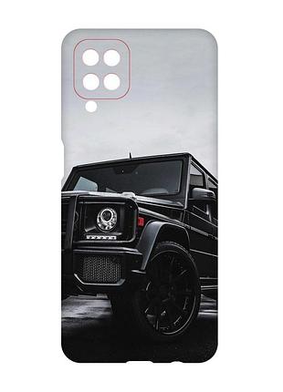 Матовый чехол с красными боками на samsung galaxy a12 :: авто чёрное (принт 234)