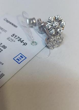 Сережки срібні цвяшки 51754 вкриті родієм