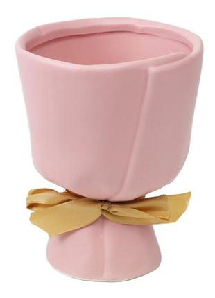 Керамическое кашпо "пастель", розовое1 фото