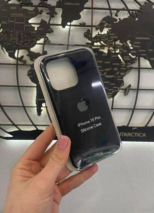 Чехол silicone case с микрофиброй для iphone 15 pro, силиконовый чехол для айфон 15 про(цвет черный)