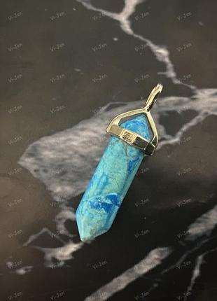 Натуральный камень голубая бирюза кулон в форме кристалла шестигранника маятника2 фото