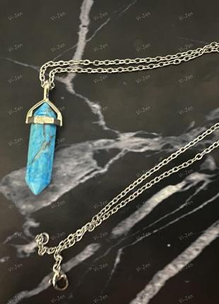 Натуральный камень голубая бирюза кулон в форме кристалла шестигранника маятника5 фото