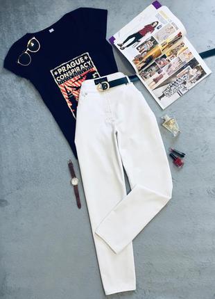 Качественные белые брюки/ прямые/ мом/ высокая посадка gerry weber2 фото