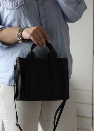 Меленькая женская сумка эко-кожа черная9 фото