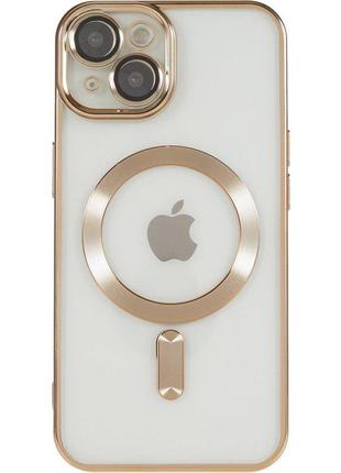 Золотой чехол для iphone 13 magsafe + стекло в подарок. с защитными линзами на камеру4 фото