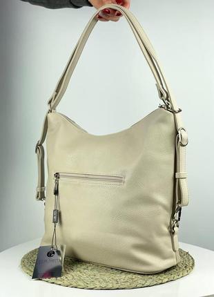 Бежева жіноча сумка шопер на плече з екошкіри італійського бренду gildatohetti.5 фото