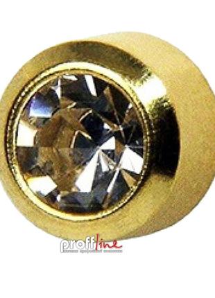 Сережки caflon чорний діамант у золотій оправі 4 мм (стерильні) (арт. yb14l)2 фото