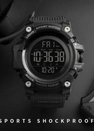 Водостійкий тактичний годинник skmei 1384bk black | годинник спортивний | годинник ue-991 скмей чоловічий