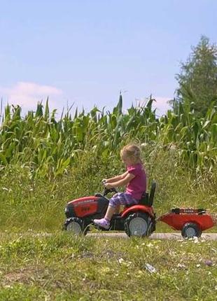 Дитячий трактор на педалях з причепом falk 961b case ih (колір - червоний)2 фото
