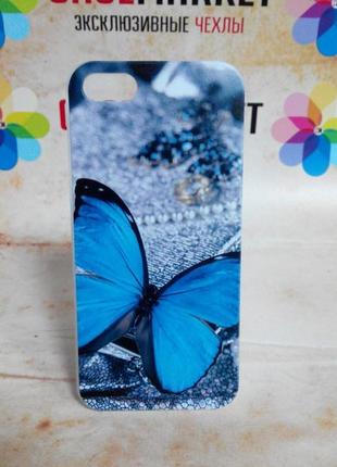 Чехол пластиковый бампер для iphone 5/5s с рисунком бабочка