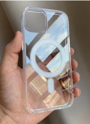 Чехол для iphone 13 с magsafe + стекло 9d в подарок.  плотный чехол на айфон прозрачный8 фото