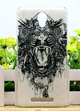 Силіконовий бампер чохол для zte blade l110 a110 з малюнком лев зентангл