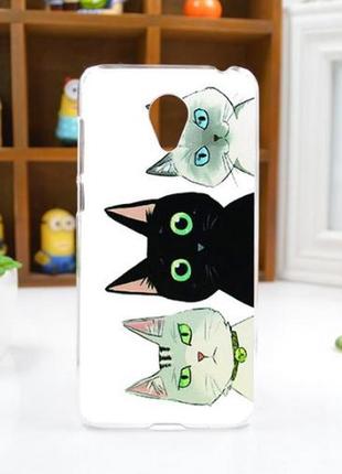 Чехол силиконовый бампер для meizu m3e с рисунком коты