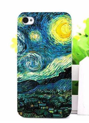 Чехол силиконовый бампер для iphone 4/4s с рисунком лунная ночь