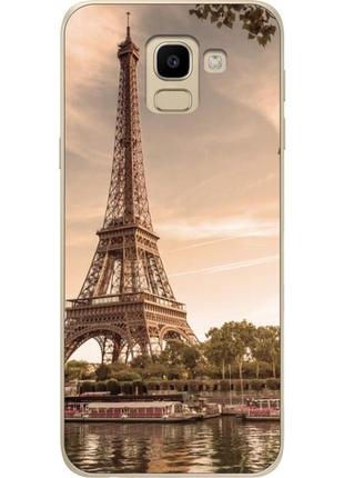Бампер силиконовый для samsung j6 2018 galaxy j600 с рисунком эйфелева башня