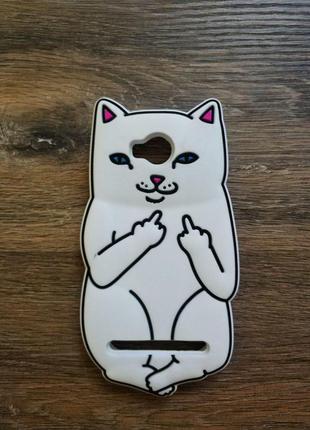 Об'ємний 3d силіконовий чохол для huawei y3ii y3-2 білий кіт
