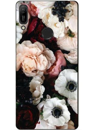 Силиконовый чехол для huawei y6 prime 2019 с рисунком белые маки