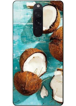 Силиконовый чехол бампер для xiaomi redmi 8 с рисунком кокосы