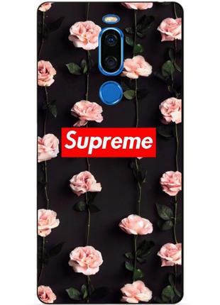 Силиконовый чехол для meizu x8 с рисунком supreme на розах