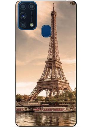 Силиконовый бампер чехол для samsung m31 galaxy m315f с рисунком париж