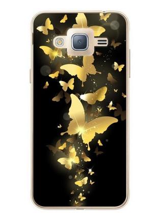 Чехол силиконовый для samsung j7 neo galaxy j701 с рисунком золотые бабочки