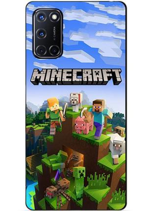 Силиконовый бампер чехол для oppo a52 с рисунком minecraft