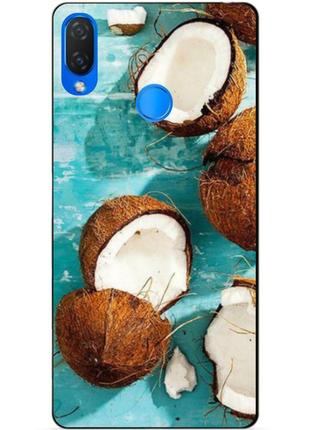 Силиконовый бампер чехол для huawei p smart plus с рисунком кокосы