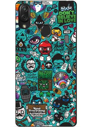 Чехол силиконовый для zte blade v10 vita с рисунком стикеры