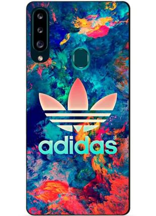 Силиконовый чехол бампер для samsung a20s 2019 galaxy a207f с рисунком adidas краски