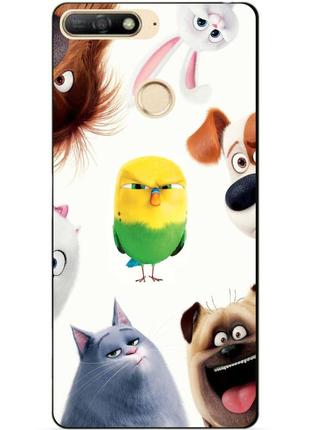 Силіконовий бампер чохол для huawei y6 prime 2018 з малюнком таємна життя домашніх тварин