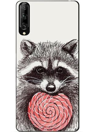 Силиконовый чехол бампер для huawei p smart pro с рисунком енот