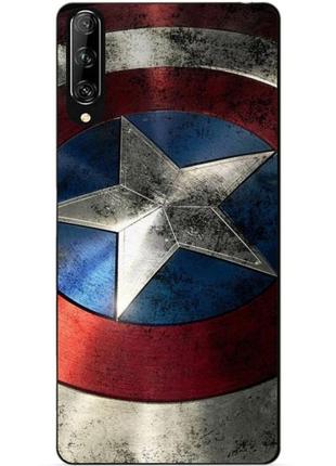 Силиконовый чехол бампер для huawei p smart pro с рисунком капитан америка