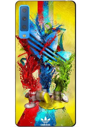 Силиконовый бампер чехол для samsung a7 2018 galaxy a750 с рисунком adidas
