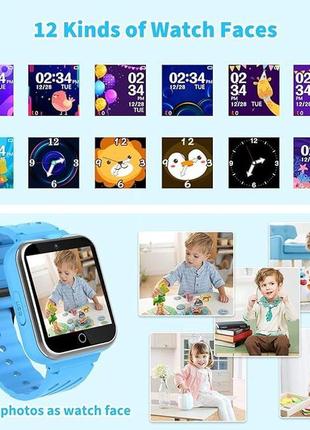 Часы детские умные для девочек и мальчиков, игры, камера, шагомер, видео, будильник, цвет голубой4 фото