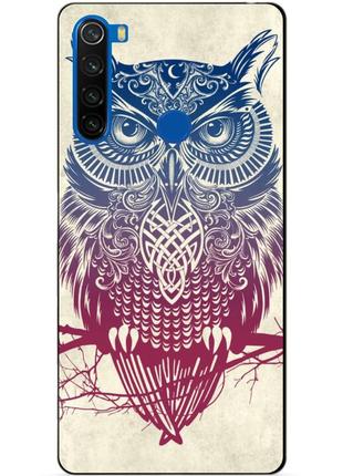 Силиконовый чехол бампер для xiaomi redmi note 8t с рисунком сова