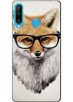 Силиконовый бампер чехол для huawei p30 lite с рисунком лиса